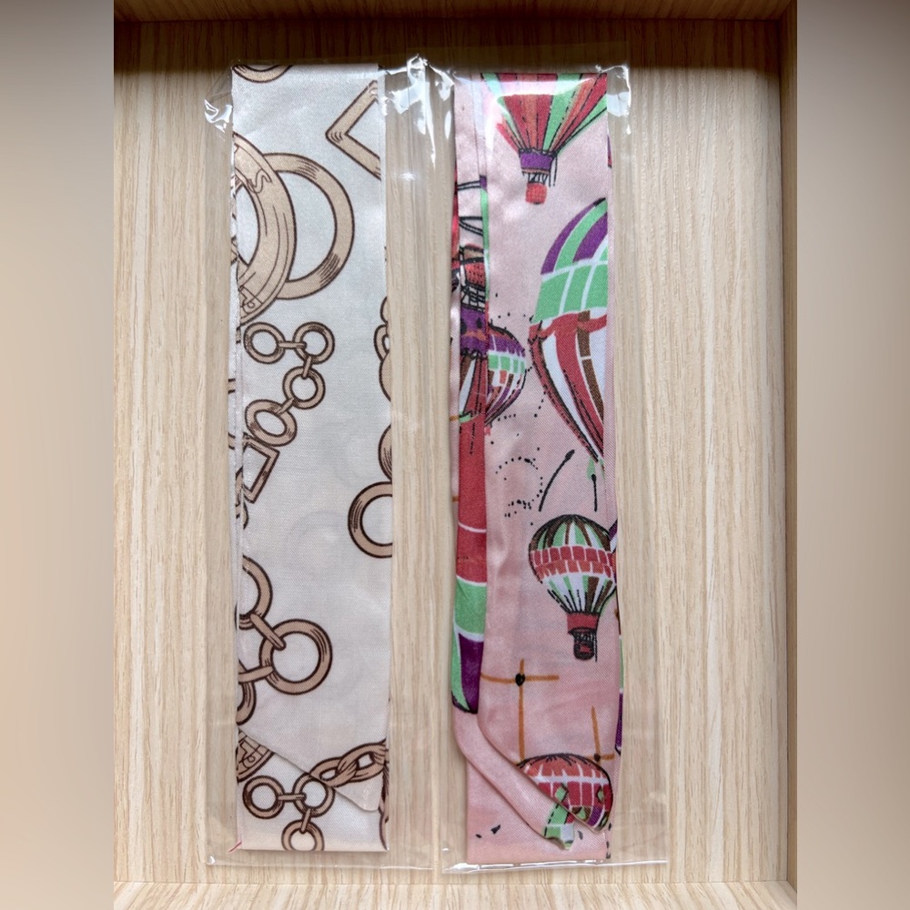 Set of Two Purse Twillies | Beige Chain Link Pattern & Pink Hot Air Balloon